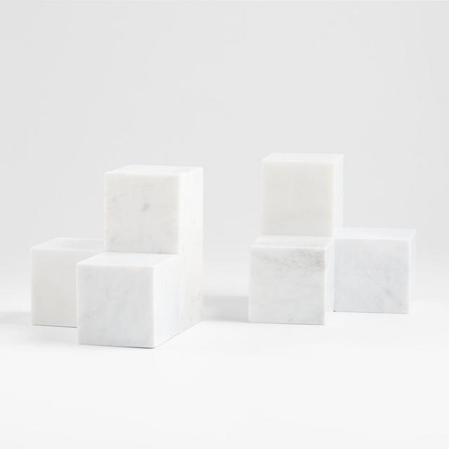Blocks Marble Bookends, Set of 2