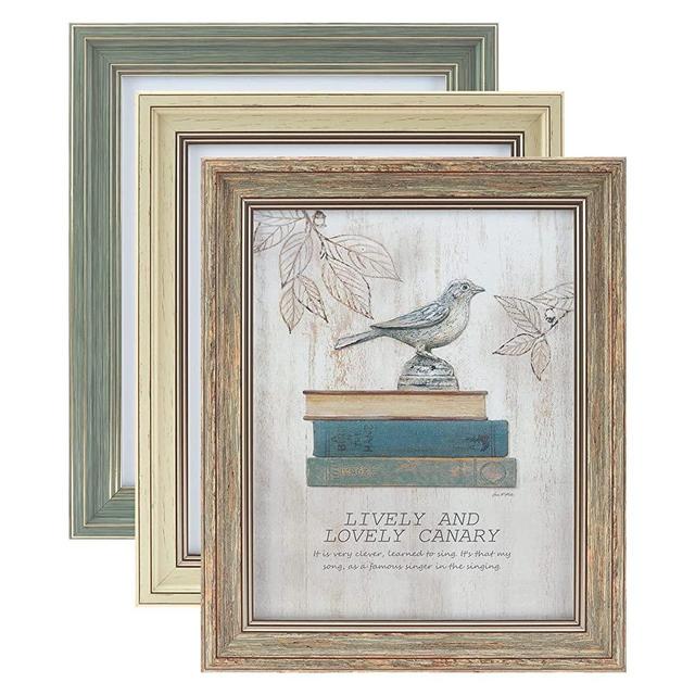3 Pack 8x10 Inch Picture Frames Farmhouse Rustic Vintage Distressed Wood Grain Photo Frame with Tempered Glass for Table Top Display and Wall Hanging
