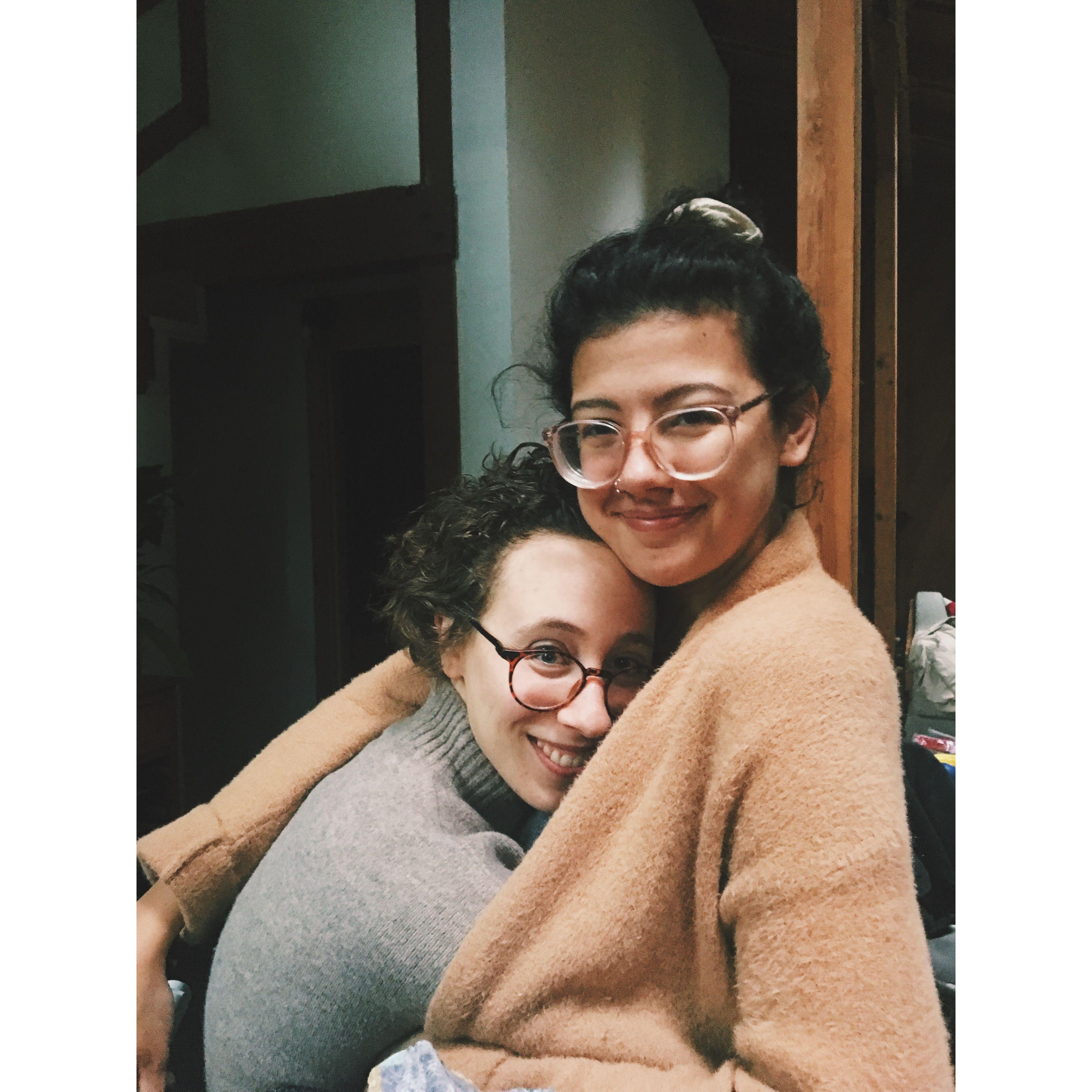 friend cabin weekend- right before olivia fell in a ravine!