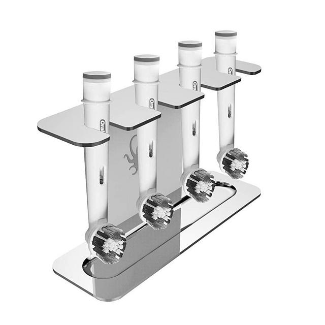OCTOPODIS - Stainless Steel Electric Toothbrush Head Holder (Head Stand), Compatible with Oralb Braun, Waterpik, FairyWill, Sonicare Adhesive or Free-Standing Installation