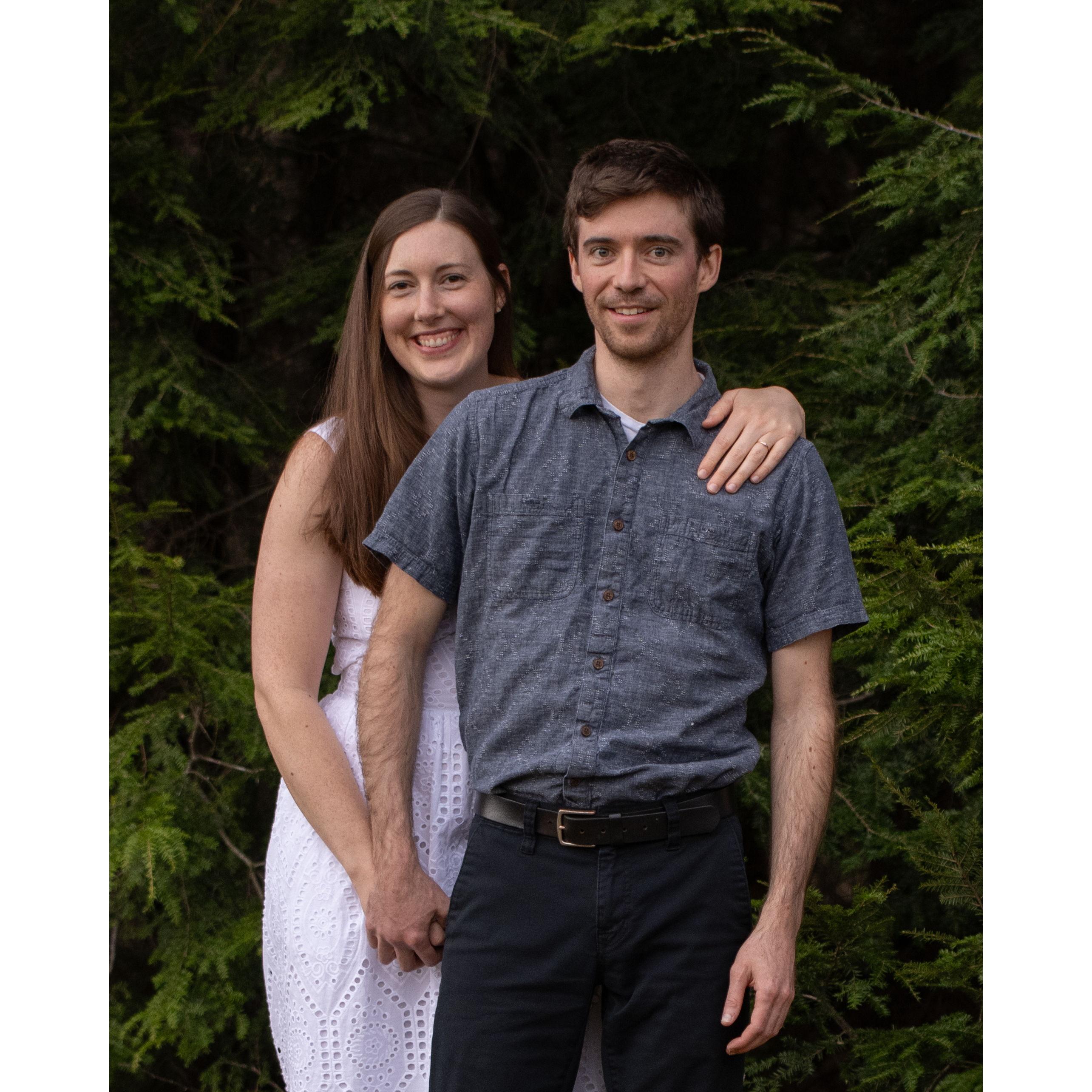 DIY engagement photos in our backyard in 2025