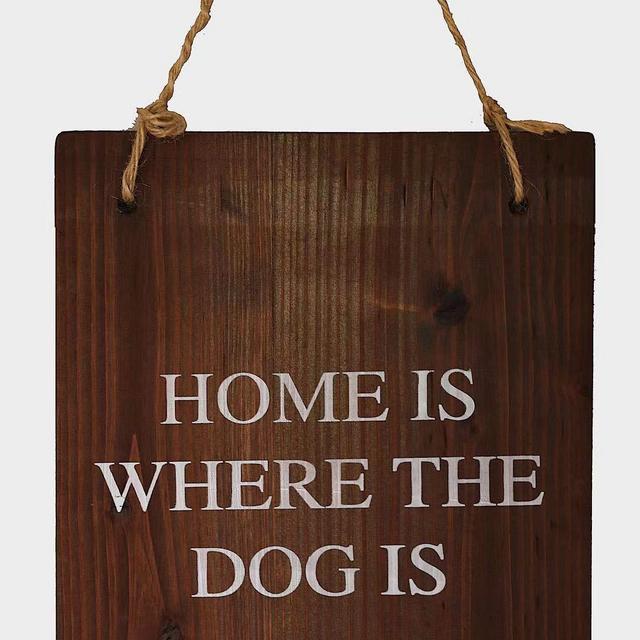 Lukor Home Wall Hanging Distressed Wood Rustic Decor Home is Where The Dog is - Animal Wall Decal Quote; Farmhouse Wooden Decoration with Rope (12x9x1 inches)