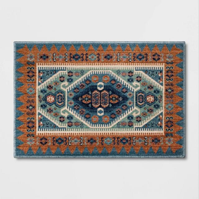 2'x3' Buttercup Diamond Vintage Persian Style Woven Rug Blue - Opalhouse™