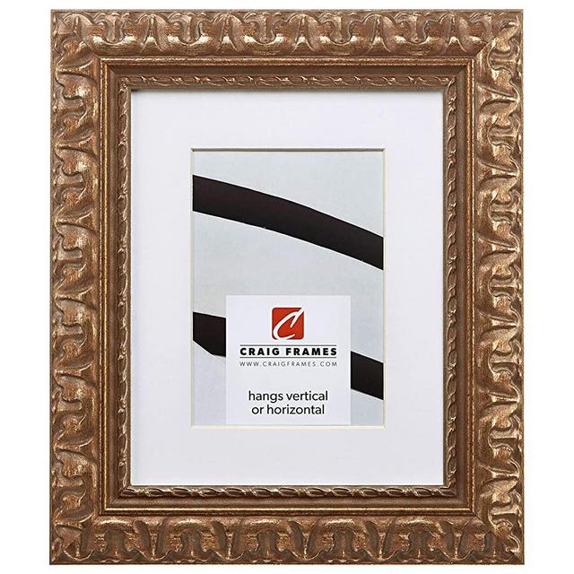 Craig Frames Bravado Ornate, 8 x 10 Inch Antique Bronze Picture Frame Matted to Display a 5 x 7 Inch Photo