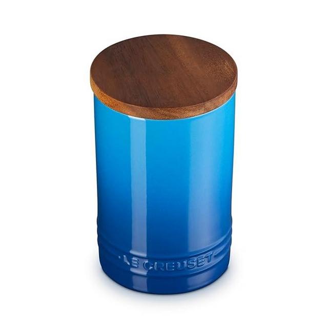 Le Creuset Signature Salt Cellar and Storage Canister with Wood Lid, 26 oz., Marseille