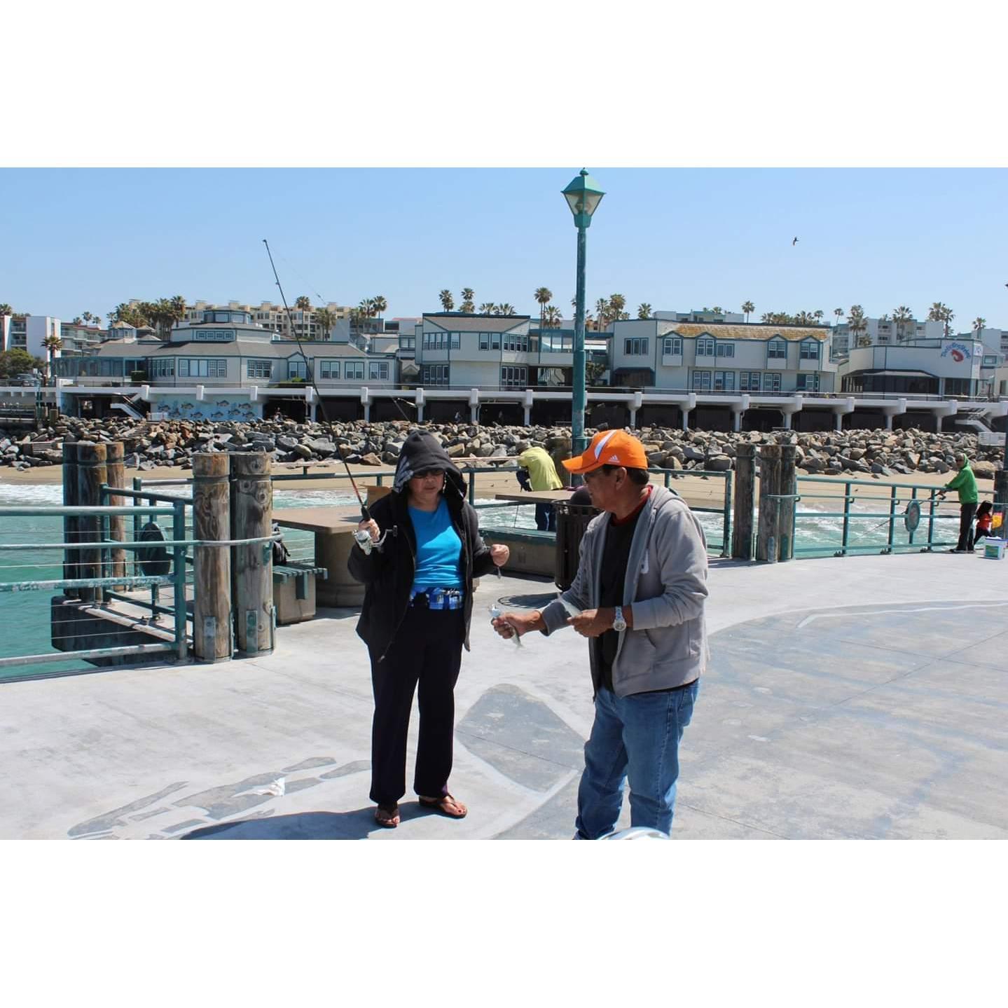 Our favorite past time...fishing at the downtown Pier in Los Angeles California