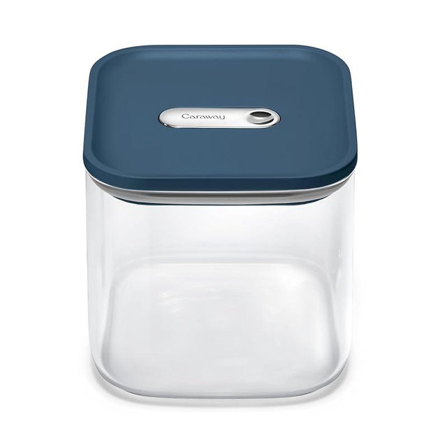 Caraway 2.5qt Glass Airtight Food Storage Container with Lid – Non-Toxic, BPA-Free Kitchen Storage Container – Stackable, Space-Saving Airtight Container for Dry Goods and More - Navy