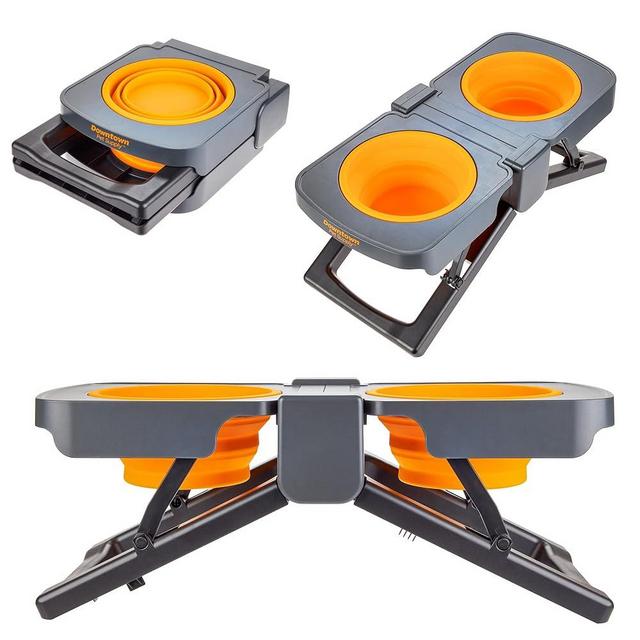 Downtown Pet Supply Raised Dog Bowl - Portable Feeder for Travel - Collapsible Silicone Design - 5 Cups Capacity - Lightweight Pet Feeder - Ideal for Small, Medium & Large Dogs - Dog Feeding Station