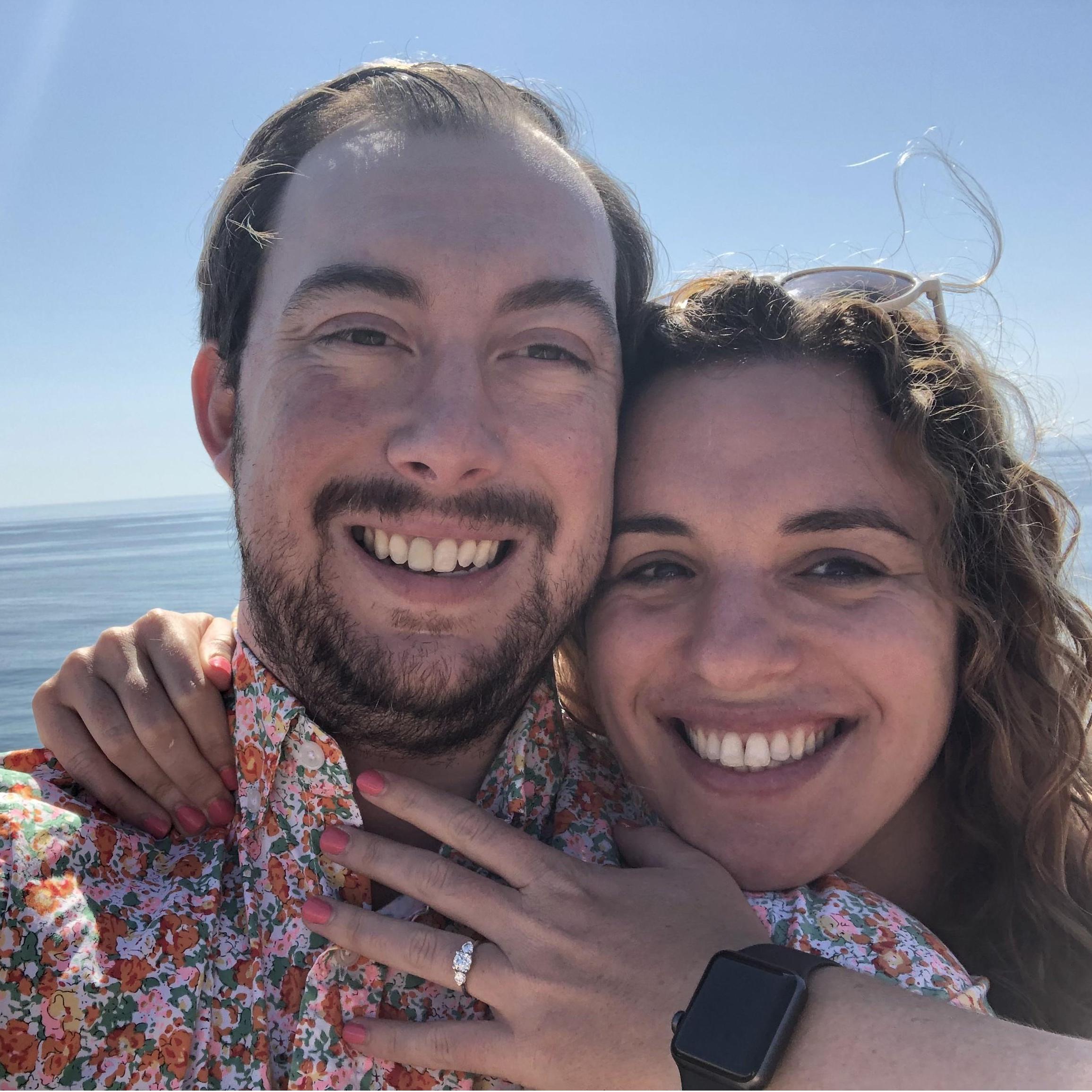 Right after Elliot proposed in Malibu, CA!