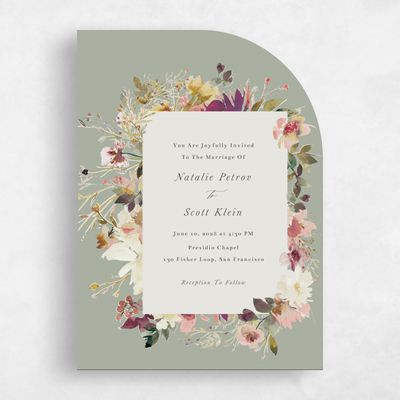 Green Half arch Wedding Invitation - Ciliegio Portrait