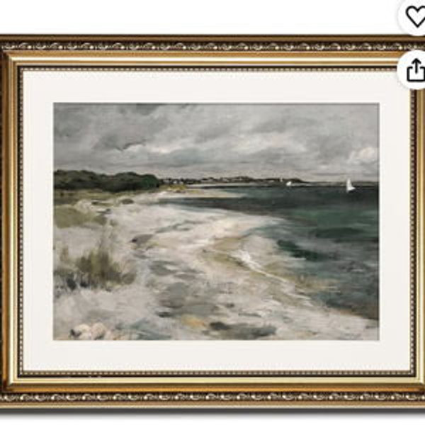 (STORM CLOUDS) InSimSea Retro Gold Framed Wall Art, Home Room Coastal Storm Clouds Vintage Wall Decor, Canvas Print Artwork, Farmhouse Country Decor, Antique Picture Frame Landscape Paintings, 13x16 Inch