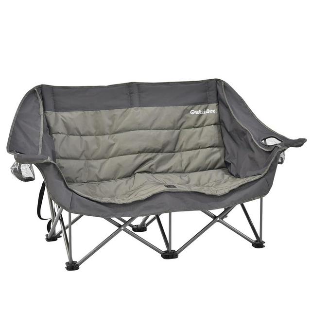 OUTSIDER Love seat Padded Lounge Chair, Oversized Folding Camping Sofa, Low Seat Double Camping Chair, Portable Outdoor Loveseat Supports 500 lbs for Beach, Tailgating, RV, Sports, Patio