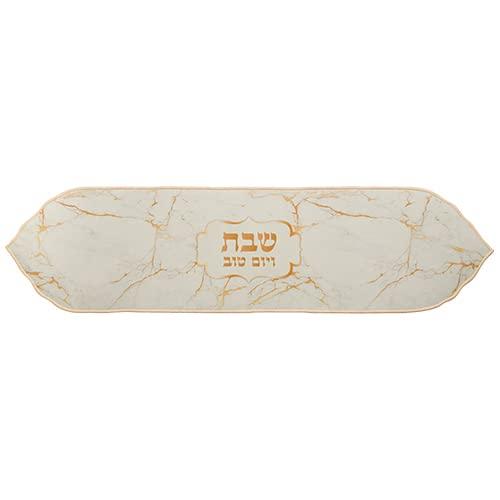 Heat Resistant Dining Table Thermal Runner for Shabbat & Jewish Holidays (Gold Marble)