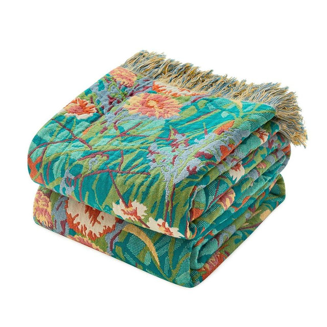MSGKV Boho Throw Blanket for Bed Twin Size Cotton Muslin Breathable Floral Blanket 60"x80" Sofa Couch Blankets for All Seasons Lightweight Farmhouse Blankets Boho Home Decor