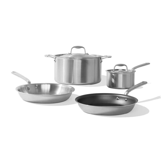 Made In Cookware - 6 Pc Stainless Steel Cookware Set - 5 ply Clad - Includes Frying Pans, Saucepan, and Stock Pot - Professional Grade - Made in Italy - Induction Compatible