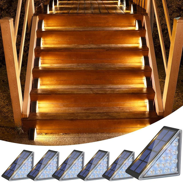 VOLISUN Solar Step Lights for Outside, Solar Stair Lights Outdoor Waterproof IP67, LED Outdoor Step Light, 80 Lumen, Deck Light for Outside Step, Front Porch and Patio(Black,6 Pack)