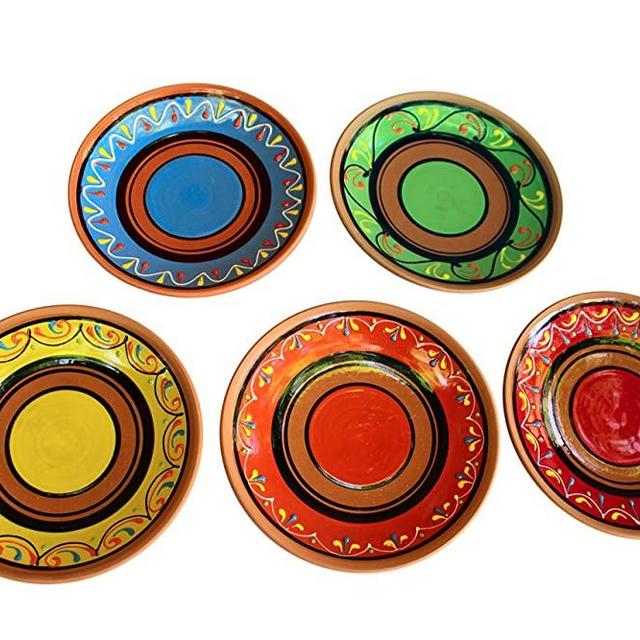 Cactus Canyon Ceramics Spanish Terracotta 5-Piece Salad Plate Set, Multicolor