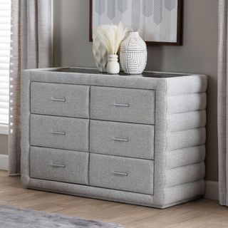 Cadmus Modern Channel-Tufted Fabric 4-Drawer Dresser