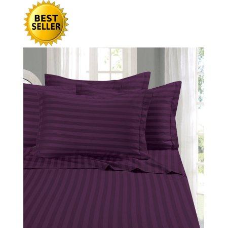 Elegant Comfort® Silky-Soft 1500 Thread Count Egyptian Quality Wrinkle-Free 6-Piece STRIPE Sheet Set, Queen, Purple