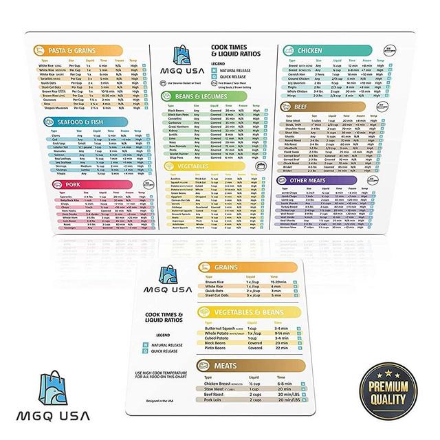 Instant Pot Magnetic Cheat Sheet Set - Pressure Cooker Quick Reference Guide Magnets - Clear and Easy Cooking Time and Liquid Ratio Instructions- Instant pot accessories