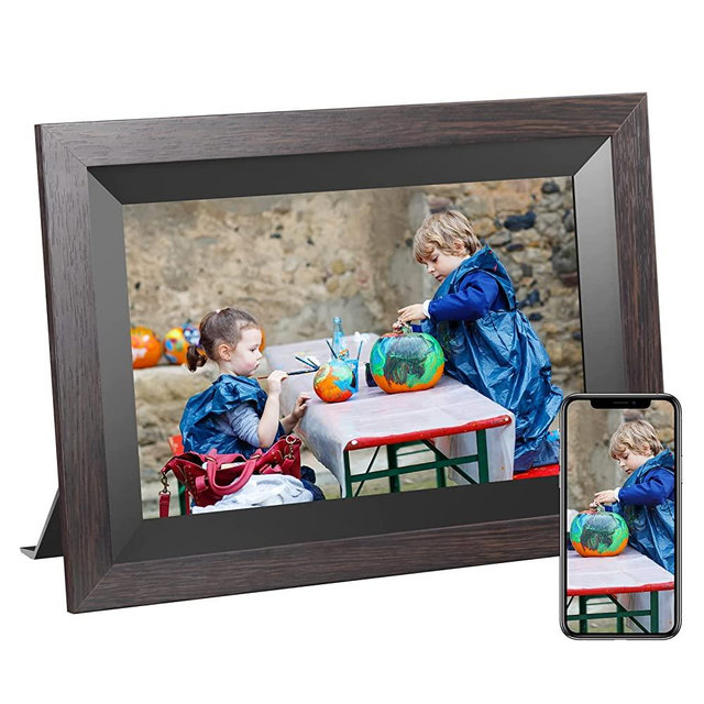 Kodak 10.1 Inch Smart WiFi Digital Picture Frame 1280x800 Touch Screen,Auto-Rotate, Built in 16GB Memory, Share Moments Instantly via Kodak App from Anywhere(Wood)