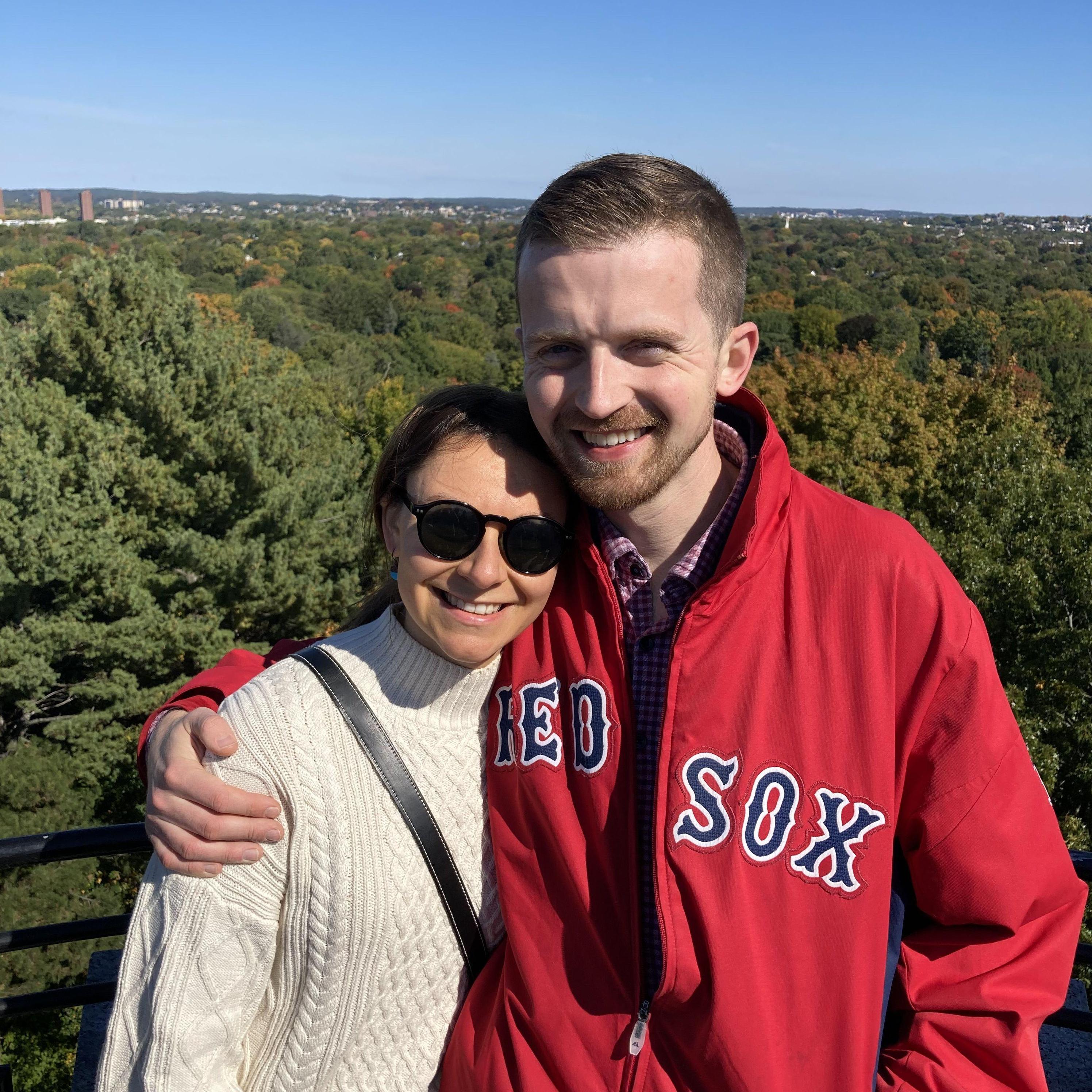 At the top of the tower in Mt. Auburn Cemetery.