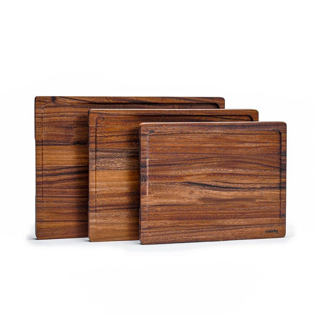 SMIRLY Wooden Cutting Boards For Kitchen - Bamboo Cutting Board Set, Wood Cutting Board Set, Cutting Board Wood, Wooden Chopping Board, Wooden Cutting Board Set