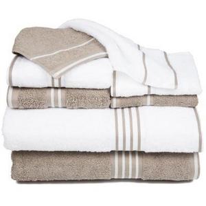 Stripe Bath Towels And Washcloths 8pc White/Taupe - Yorkshire Home