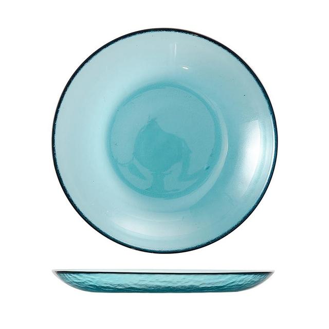 Los Cabos Glass Dinnerware and Drinkware Collection Lagoon Blue 8 Inch Salad Plate (Set of 4)