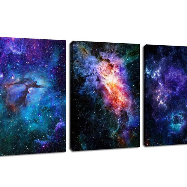 arteWOODS Canvas Wall Art Outer Space Fantastic Artwork Nebula Galaxy Canvas Art Contemporary Artwork Picture Prints for Home Wall Decor 12" x 16" x 3 Panels