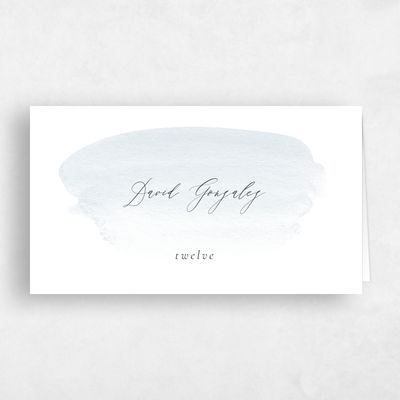 Blue Typography Wedding Place Card - Violin