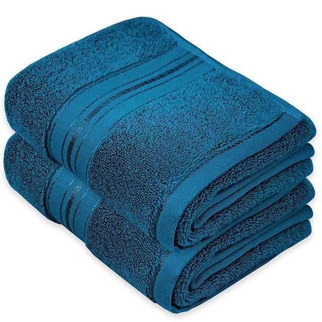 Cleanbear Cotton Hand Towel Thick Bathroom Hand Towels - 2 Pack (Peacock Blue), 13 x 28 Inches