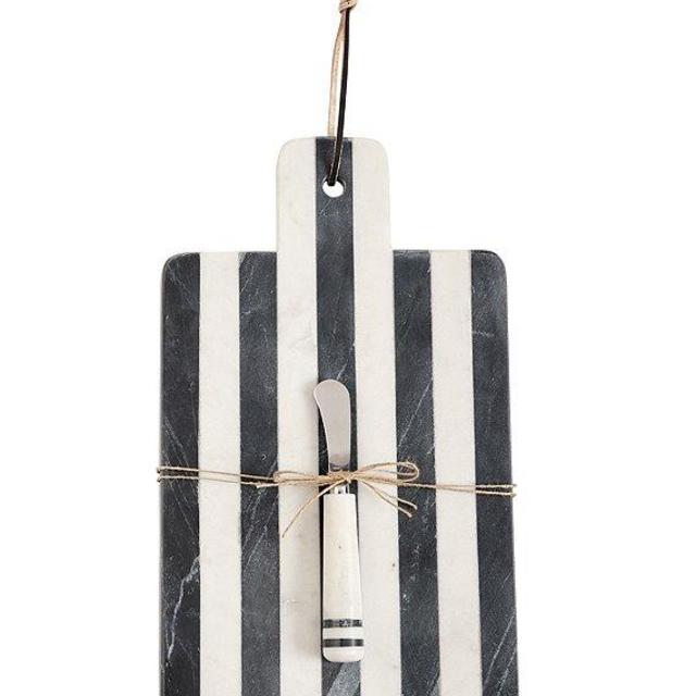Mud Pie Paddle Stripe Marble Board Set
