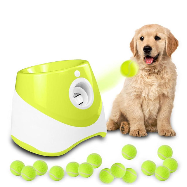 MEKAPLE Automatic Dog Ball Launcher, Dog Ball Thrower Machine with 10-30Ft 3 Launching Distance, Interactive Toys for Small Dogs Indoor & Outdoor with 15 Mini Tennis Balls-2 Inch Light Green