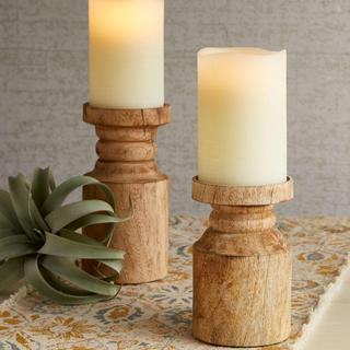 Wooden Candle Holder, Set of 2