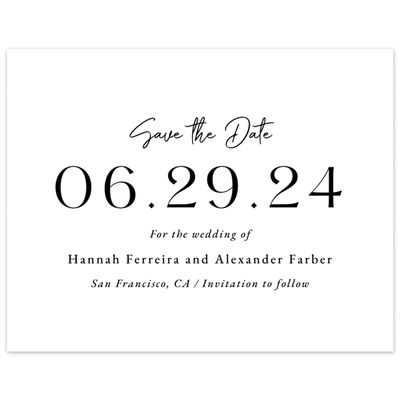 White Simple Wedding Digital Save the Date - Milford Landscape