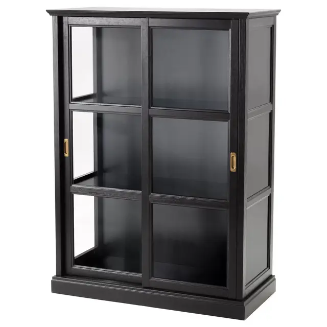 MALSJÖ Glass-door cabinet, black stained40 1/2x18 7/8x55 1/2 "