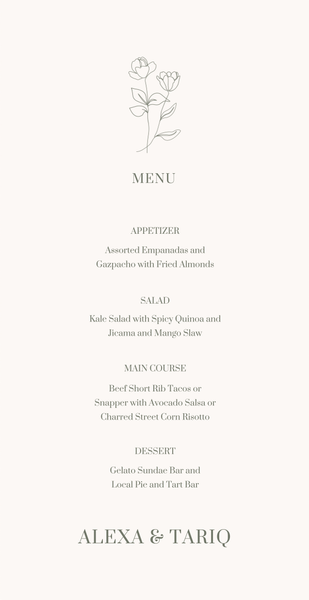 Maywood | Off-White | Zola Wedding Menus