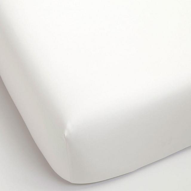 PB Essential 300-Thread-Count Fitted Sateen Sheet, Queen, Fitted Sheet, Classic Ivory