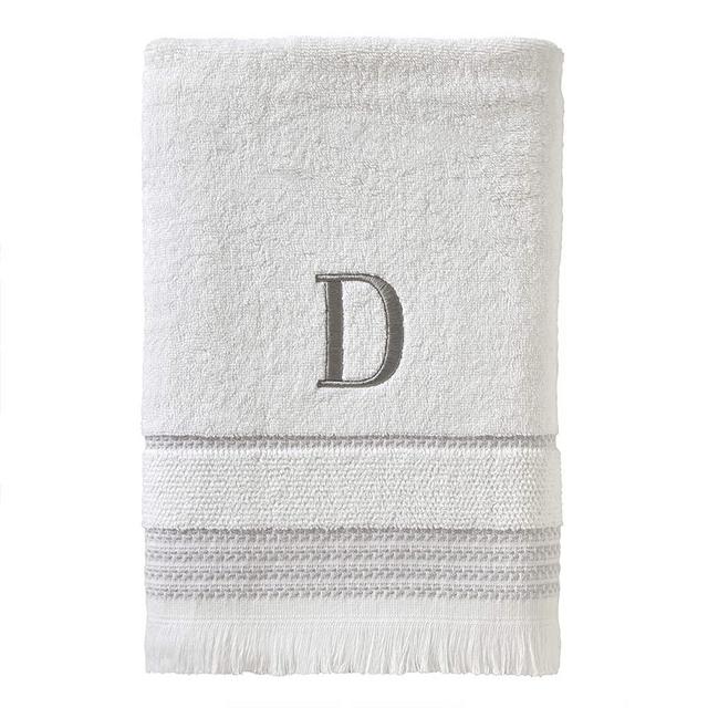 SKL Home Casual Monogram Bath Towel, D, 28x54, White