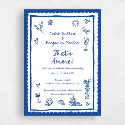 Cobalt, Blue Wedding Invitation - Amore Portrait