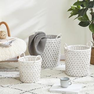 3-Piece Bamboo Caning Basket Set