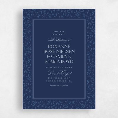 Dark Cobalt, Blue Wedding Invitation - Manado Portrait