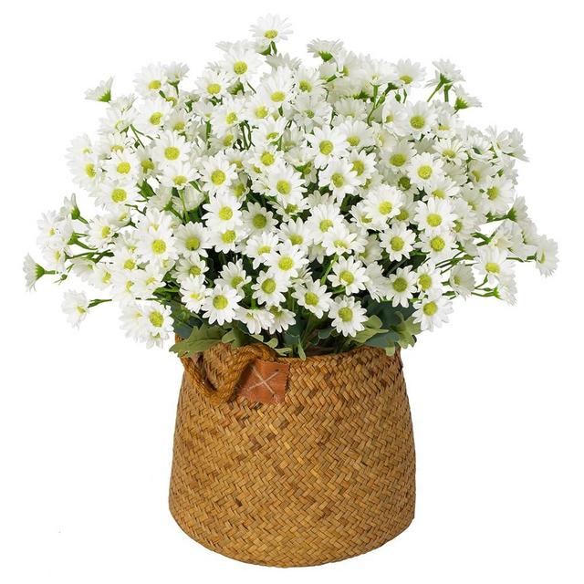 Coferset 12 Bundles Daisy Flowers Artificial, Daisies Fake Flowers Bouquet UV Resistant Lifelike Silk Flowers for Outdoor Porch, Garden, Home,Weddings Spring Decor(White)