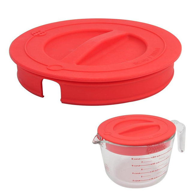 1 Pack Silicone Replacement Lids, Only Fit For Pyrex 8-Cup Tempered Glass Liquid Measuring Cups, Reusable & Food-Grade Silicone, Dishwasher & Microwave Safe (Cups not Included)