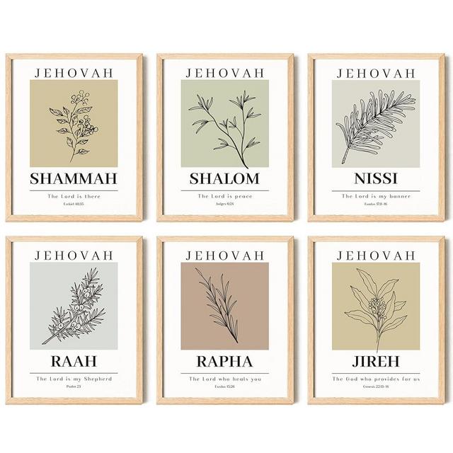 97 Decor Hebrew Names of God Poster - Minimalist Christian Wall Art Decor, Scripture Art Prints, Bible Verse Posters, Jehovah Jireh Rapha Shalom Shammah Raah Nissi Christian Artwork (8x10 UNFRAMED)
