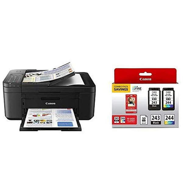 Canon PIXMA TR4520 Wireless All in One Photo Printer with Mobile Printing, Black and PG-243/ CL-244 Ink Multi pack