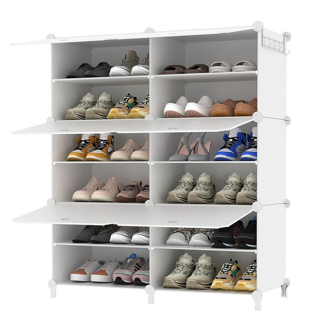 AWTATOS Shoe Rack, 6 Tier Shoe Storage Cabinet with Door, 32 Pair Shoe Organizer Shelves for Closet Hallway Bedroom Entryway, White