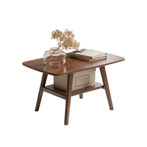 31.5"L Solid Oak Coffee Table With Shelf - Brown Stain, 31.5"L x 19.68"D