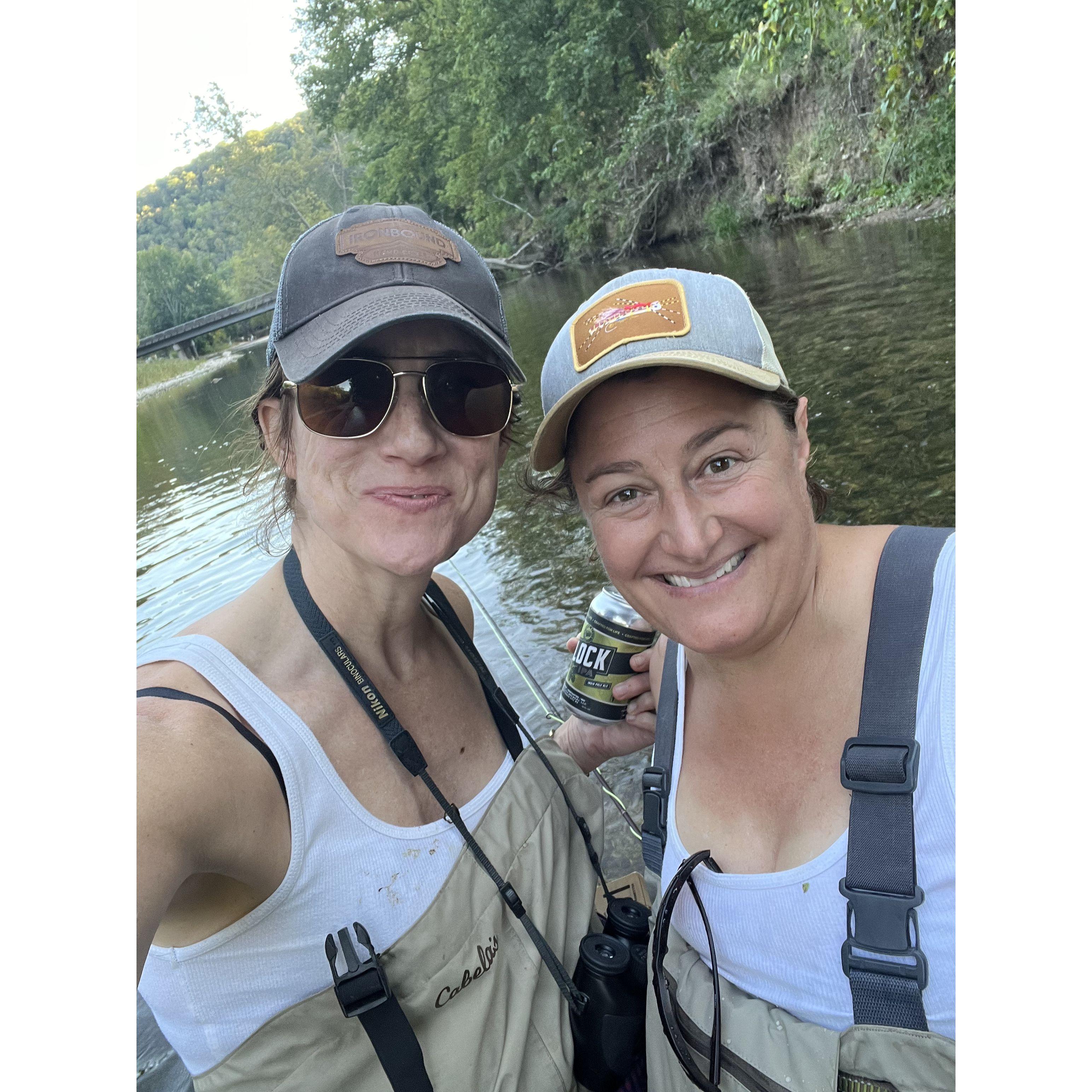 2 women in waders.